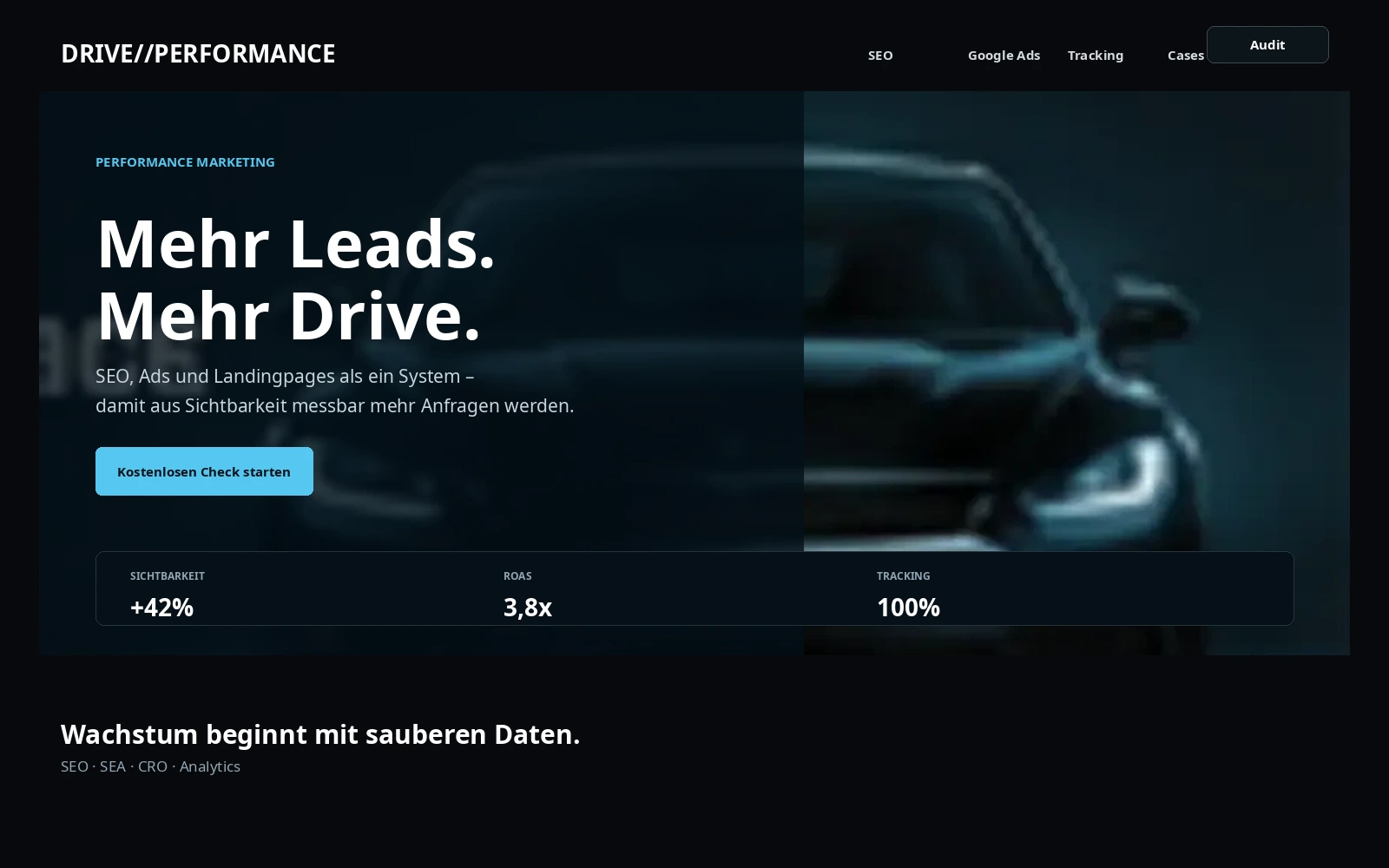 Fiktives Marketing-Konzept für Drive Performance
